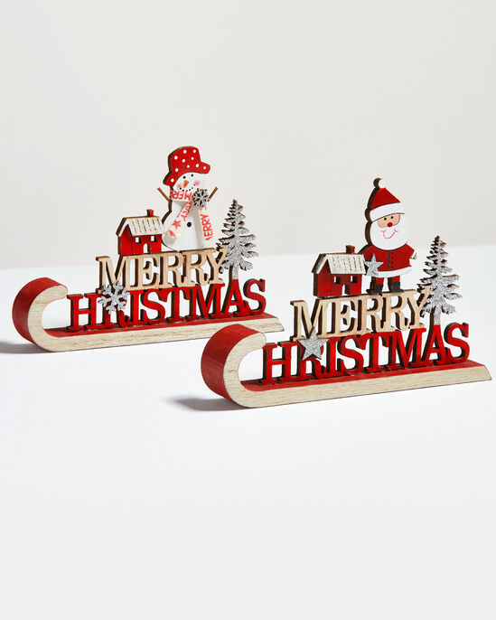 Pack of 2 Christmas Sledge Decorations