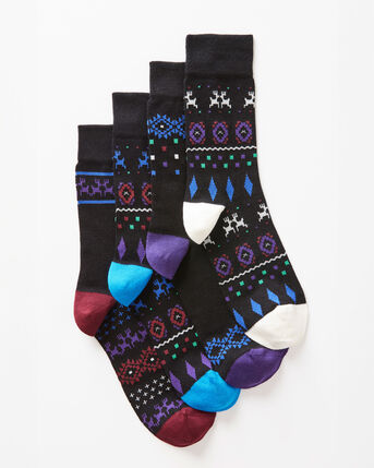 4 Pack Comfort Top Fair Isle Socks