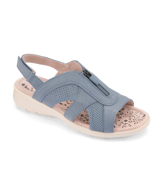 Leather Front Zip Sandals