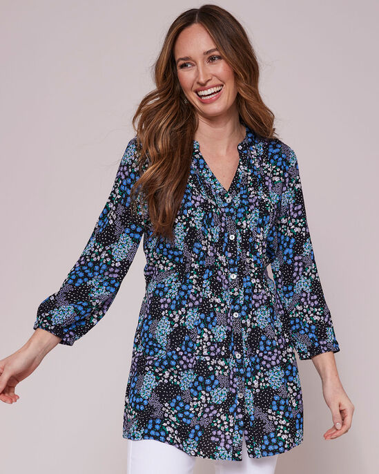 Crinkle ¾ Sleeve Print Tunic