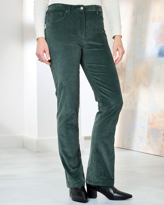 Stretch Cord Straight-Leg Jeans
