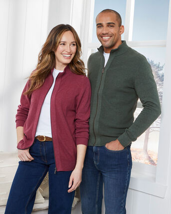 Textured Knit Zip Through Cardigan