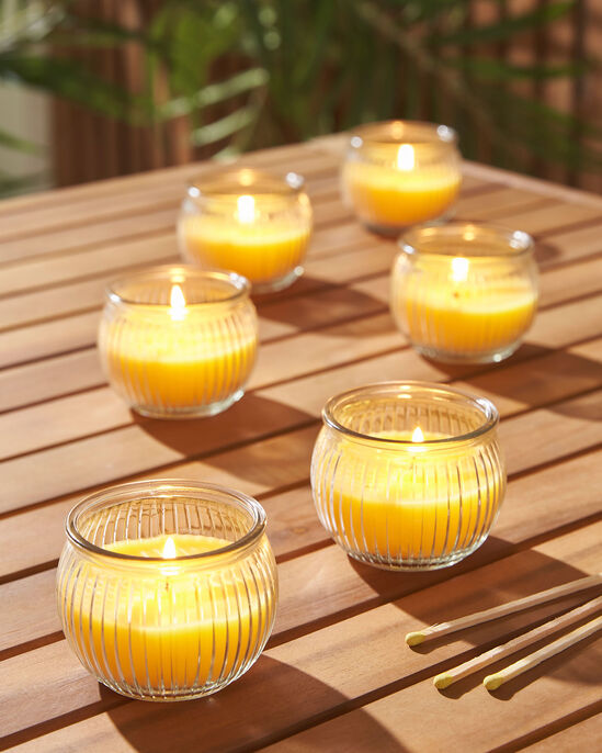 6 Pack Ribbed Glass Citronella Candles 