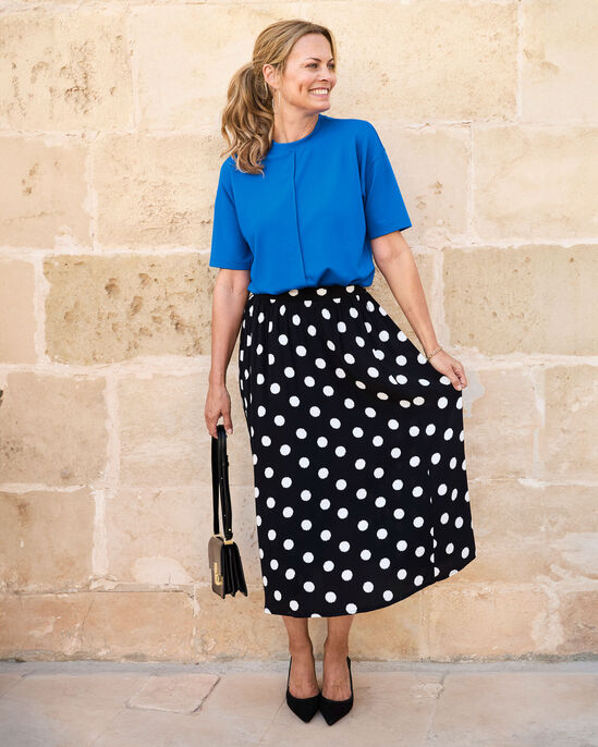 Printed Pull-On Midi Skirt