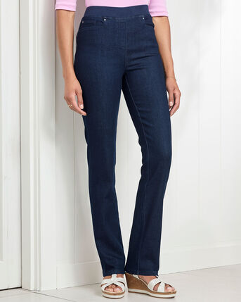 Premium Pull-On Straight-Leg Jeans
