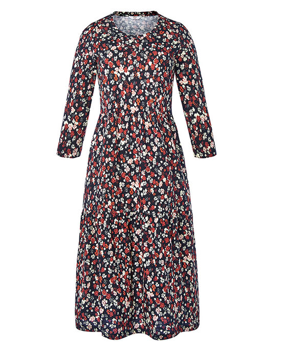 On-Trend Print Jersey Tiered Maxi Dress
