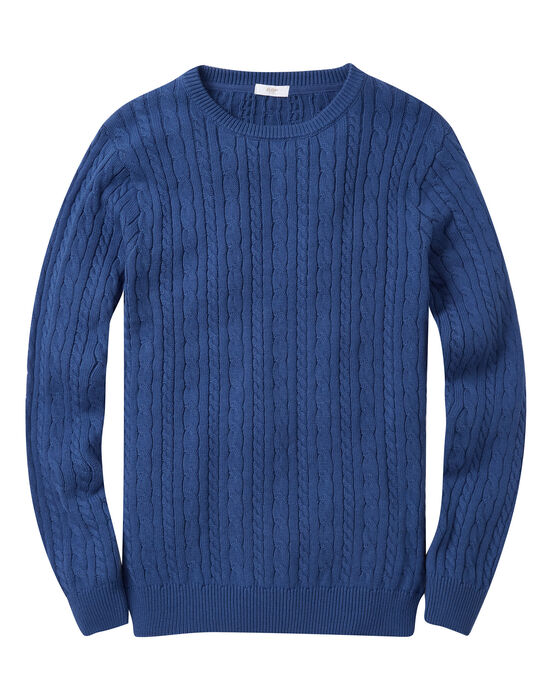 Cable Knit Cotton Crew Neck Jumper