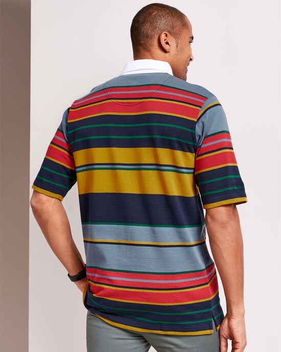 Short Sleeve Embroidered Stripe Rugby Shirt