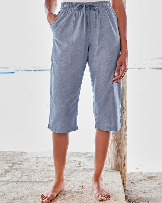 Cotton Pull-On Crop Trousers