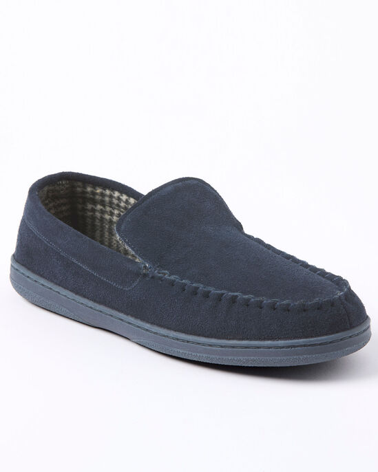 Suede Check Lined Moccasin Slippers