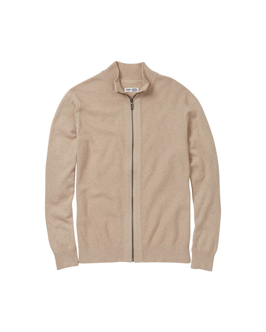 Textured Knit Zip-Through Cardigan