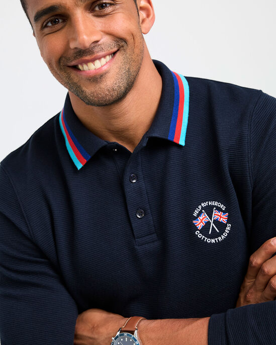 Help For Heroes Long Sleeve Textured Polo Shirt
