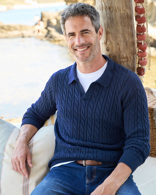 Cotton Cable Collared Jumper