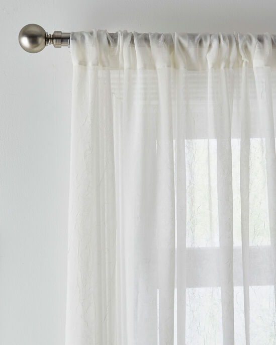 Pair Macramé Trim Voile Curtains with Tiebacks