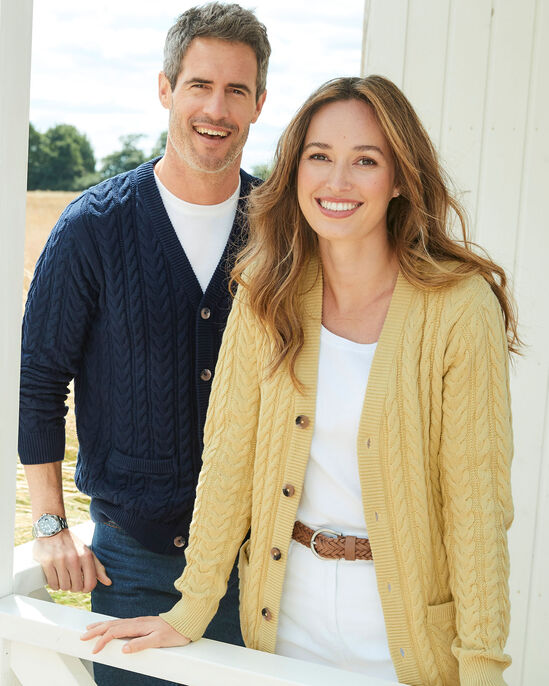Cotton Cable Knit Button-Through Cardigan