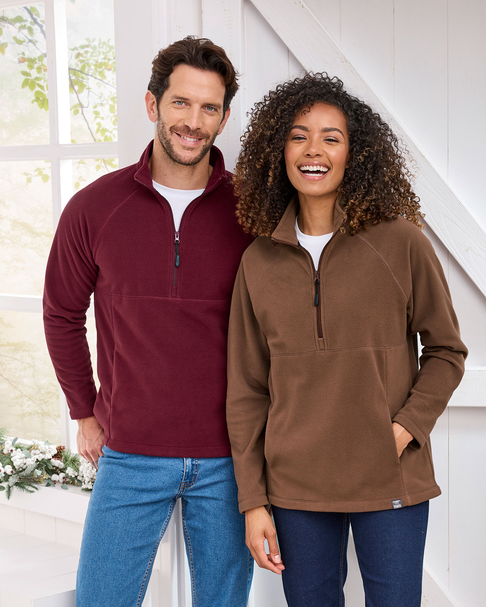 Recycled Microfleece Half Zip at Cotton Traders