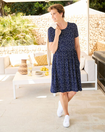 Printed Stretch Jersey Knee-Length Dress