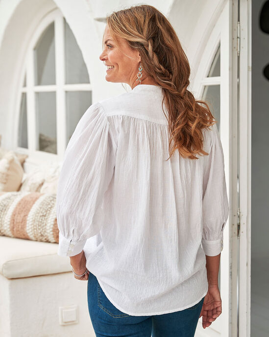 Eden ¾ Sleeve Lace Trim Blouse 