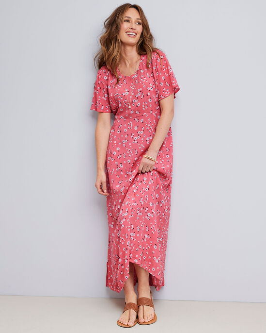 Printed Crinkle Maxi Dress