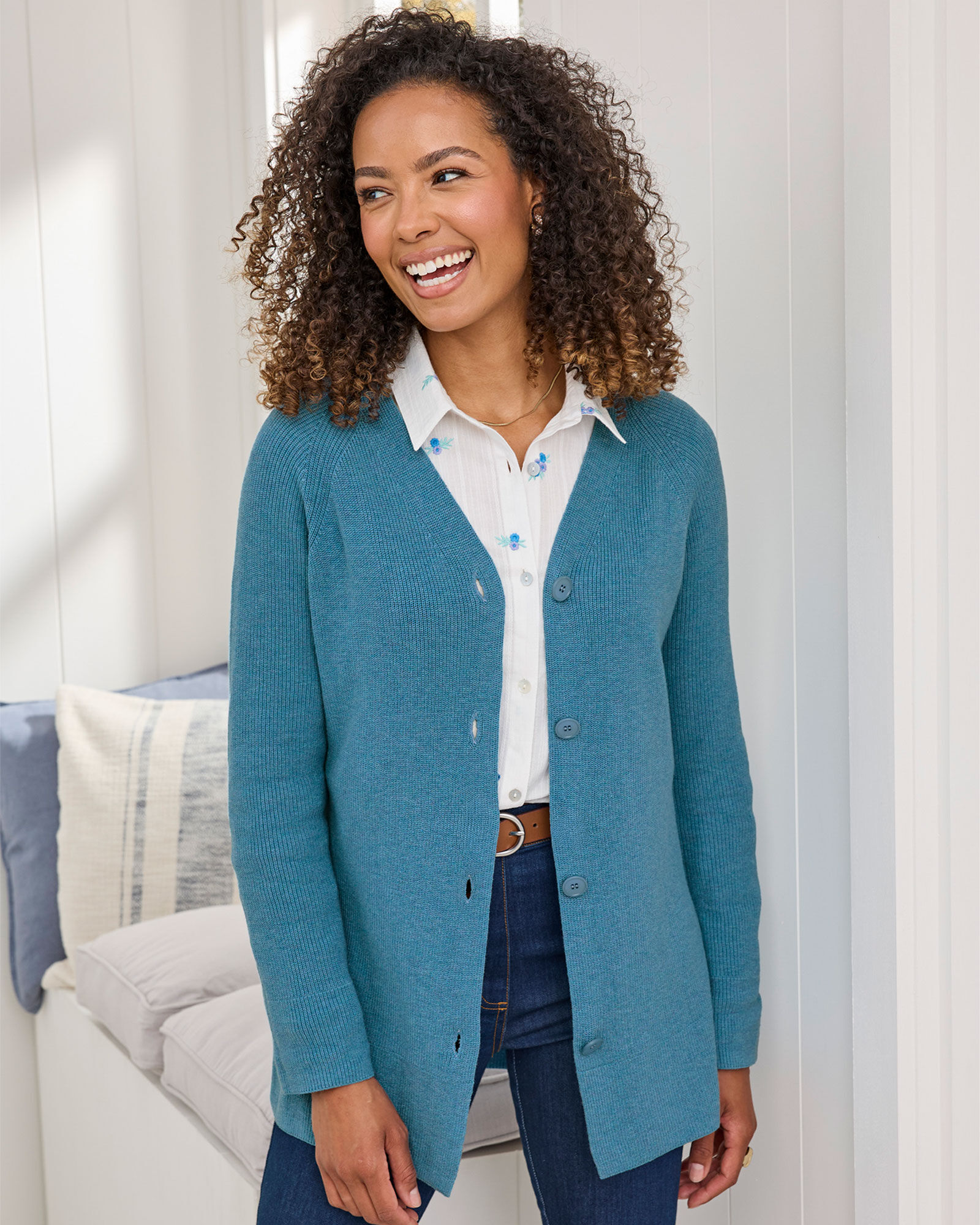 Longline Ribbed Cotton Cardigan