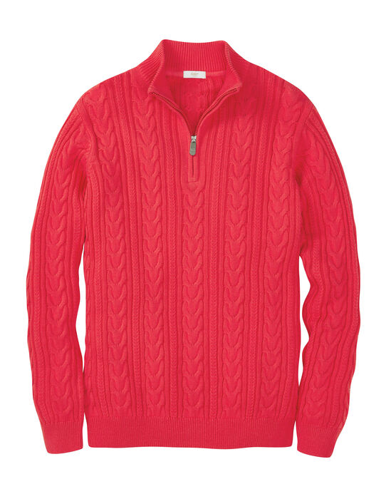 Cotton Cable Knit Half Zip Jumper