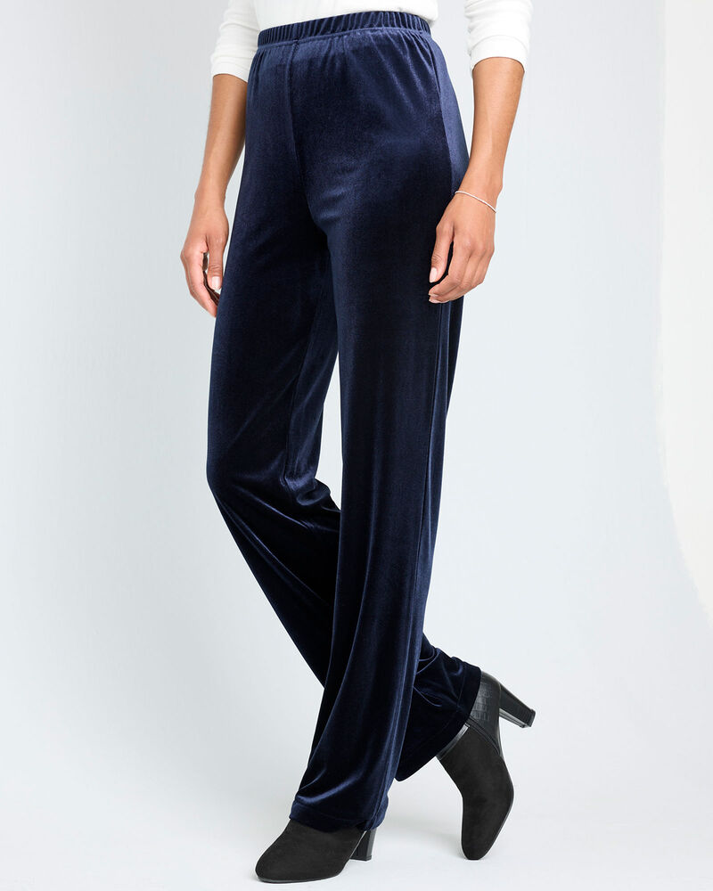 Velour Straight-Leg Pull-On Stretch Trousers at Cotton Traders