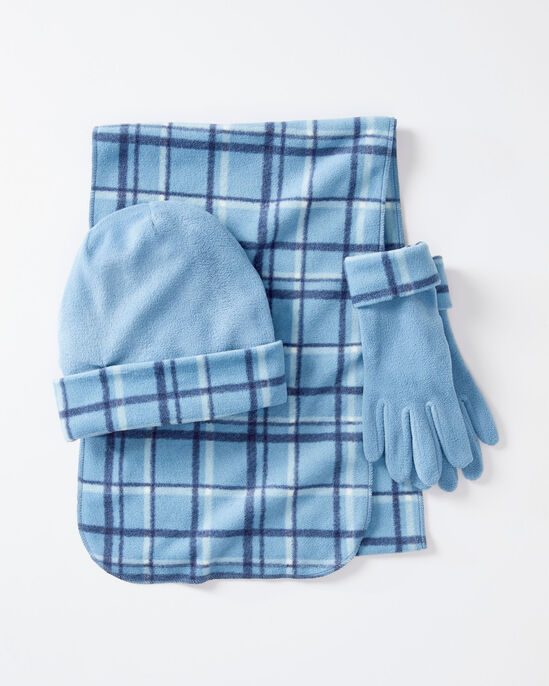 Fleece Check Hat, Scarf and Gloves Set