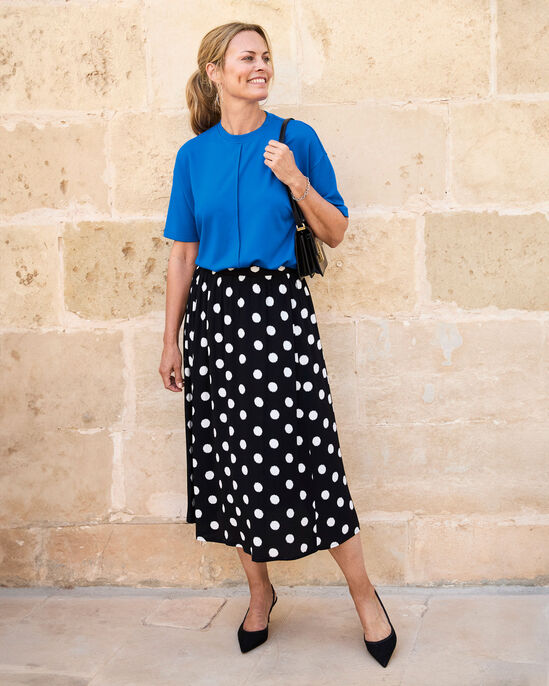 Printed Pull-On Midi Skirt