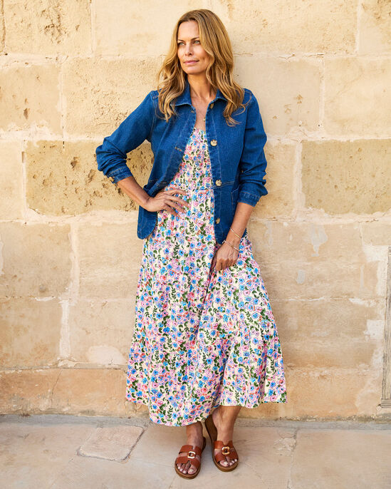 Shirred Bodice Maxi Dress