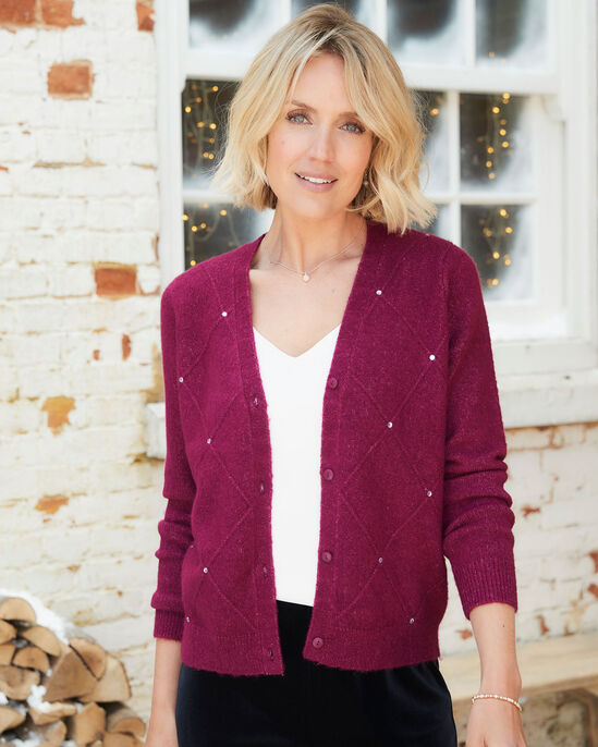 Sparkling Embellished V-Neck Cardigan