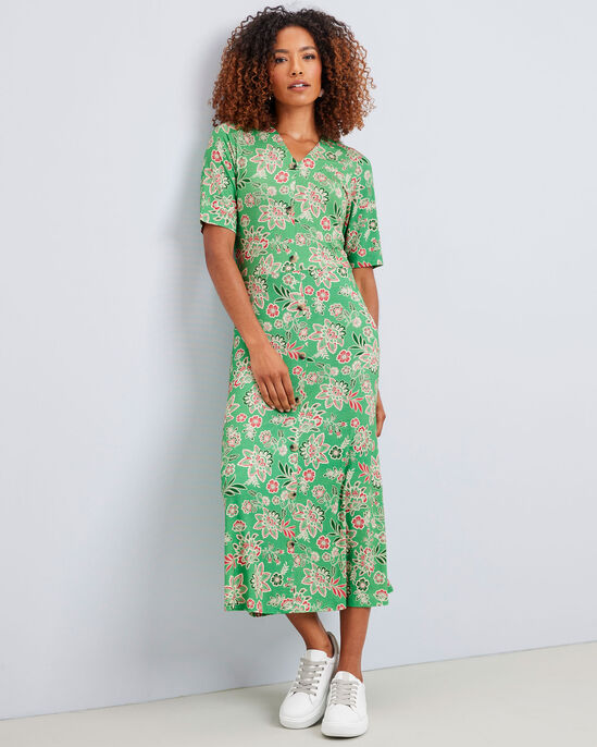 Full Bloom Printed Jersey Maxi Dress