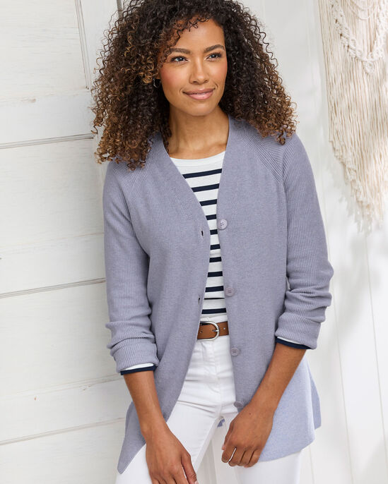 Longline Ribbed Cotton Cardigan