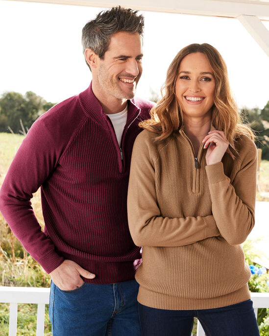 Cotton Half Zip Jumper