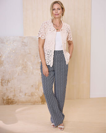 Wide Leg Pull-On Trousers