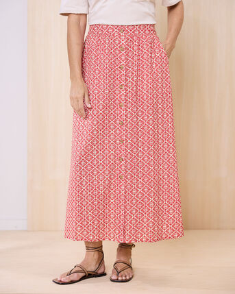 Mock Button Pull-On Skirt