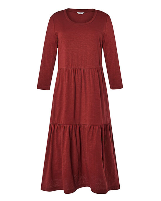On-Trend Jersey Tiered Maxi Dress - Rust