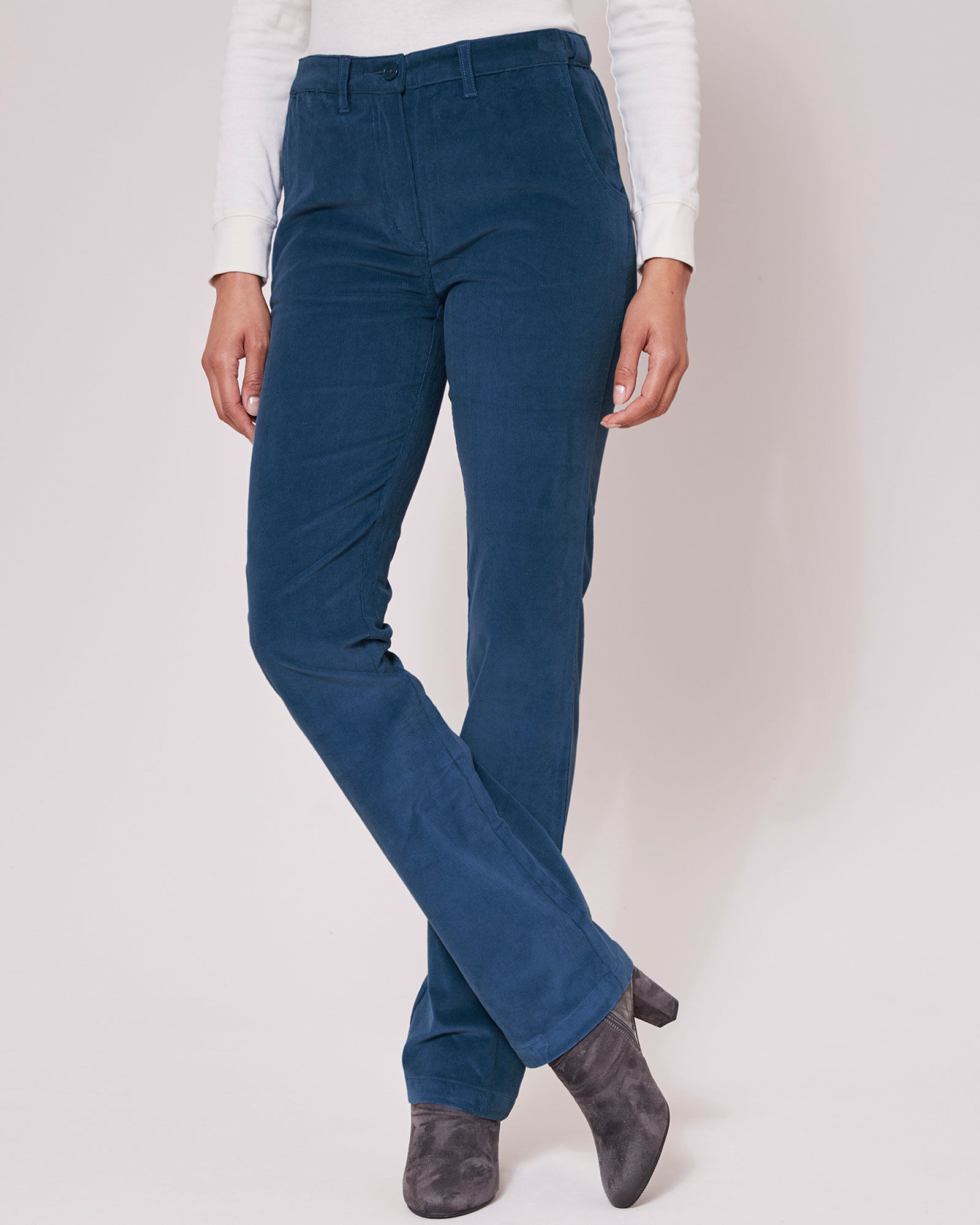 Adjustable Waist Cord Straight-Leg Trousers