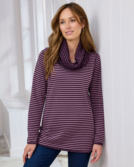 Reversible Long Sleeve Cowl Neck Jersey Top