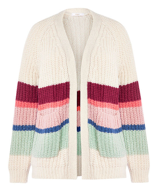 Colour Block Stripe Edge-To-Edge Cardigan