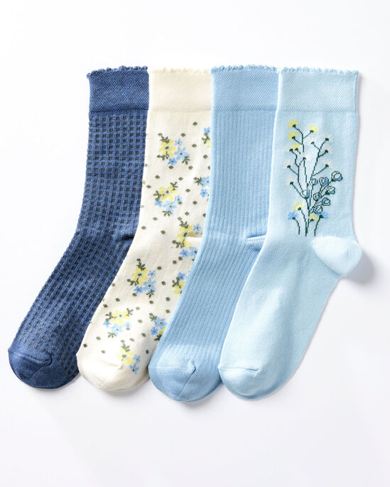 4 Pack Comfort Top Floral Socks