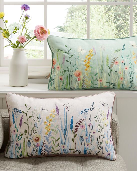 Country Meadow Embroidered Cushion