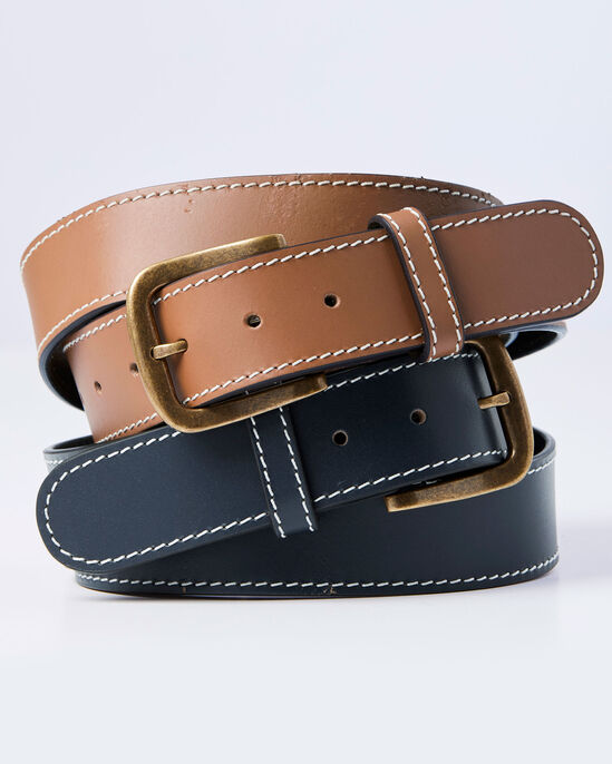 Stitch Detail Leather Jeans Belt