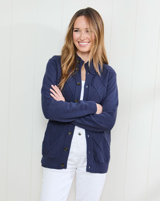Cotton Textured Button Through Cardigan