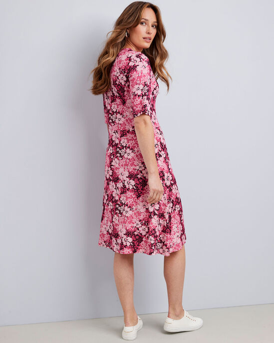 Full Bloom Printed Jersey Knee-Length Dress