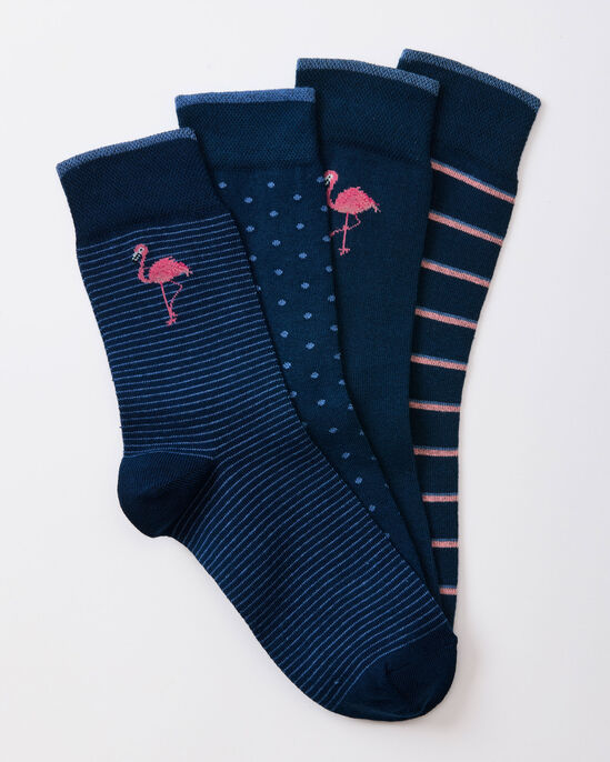 4 Pack Soft Touch Flamingo Socks
