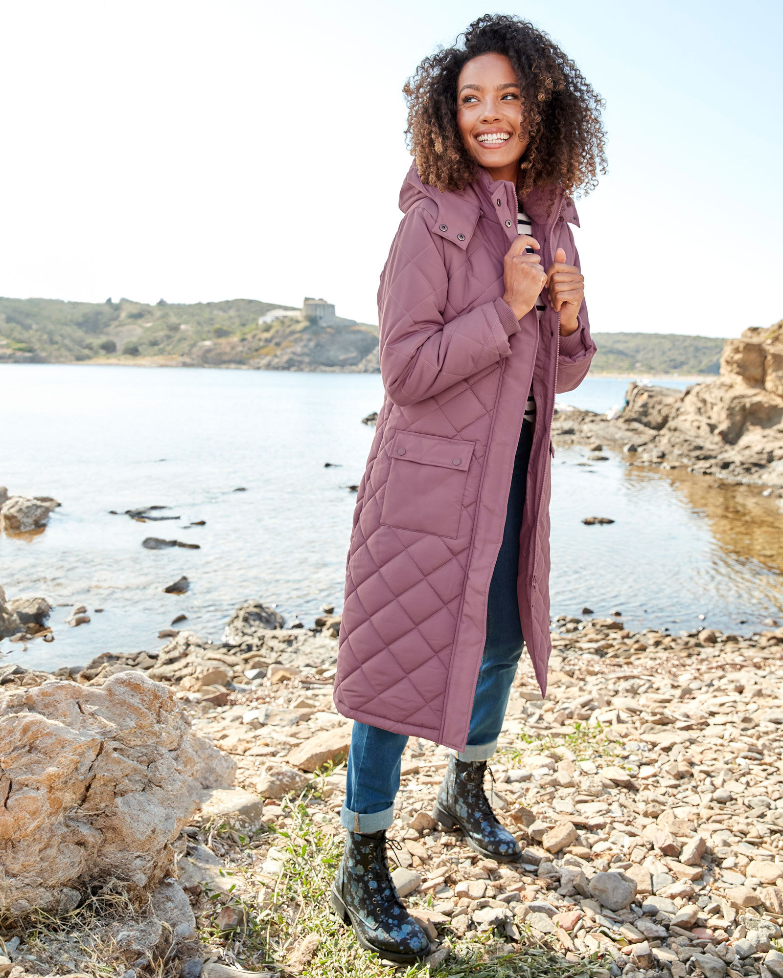Long Padded Coat With Detachable Hood