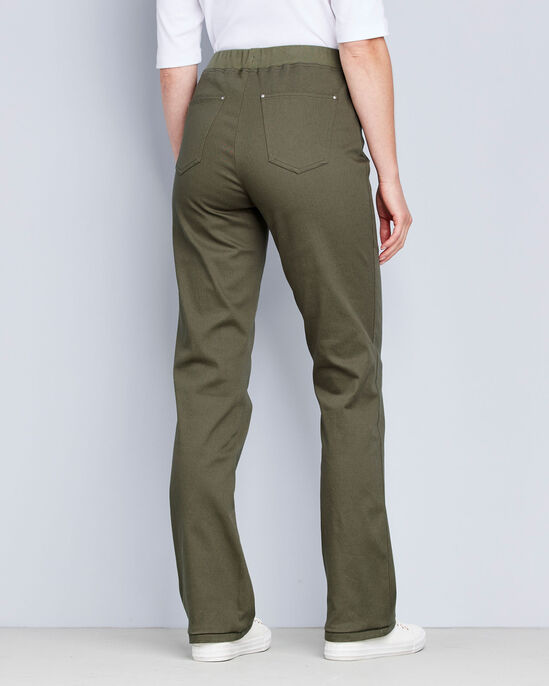 Premium Pull-On Twill Straight-Leg Jeans