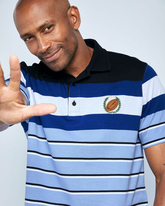 Short Sleeve Panelled Stripe Polo Shirt