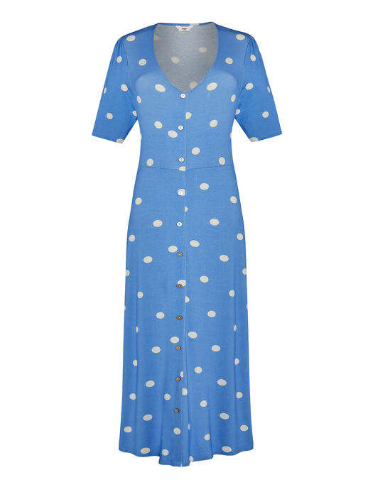 Full Bloom Print Jersey Midi Dress - Powder Blue