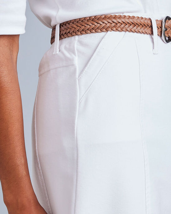 Jersey Denim Pull-On Midi Skirt